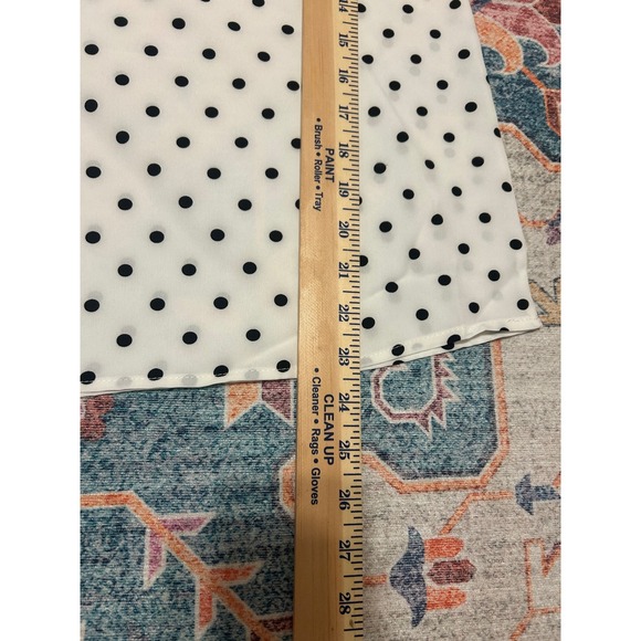 NWT white black polka dot vneck ruffle short sleeve blouse old money staple‎ top - Picture 7 of 8